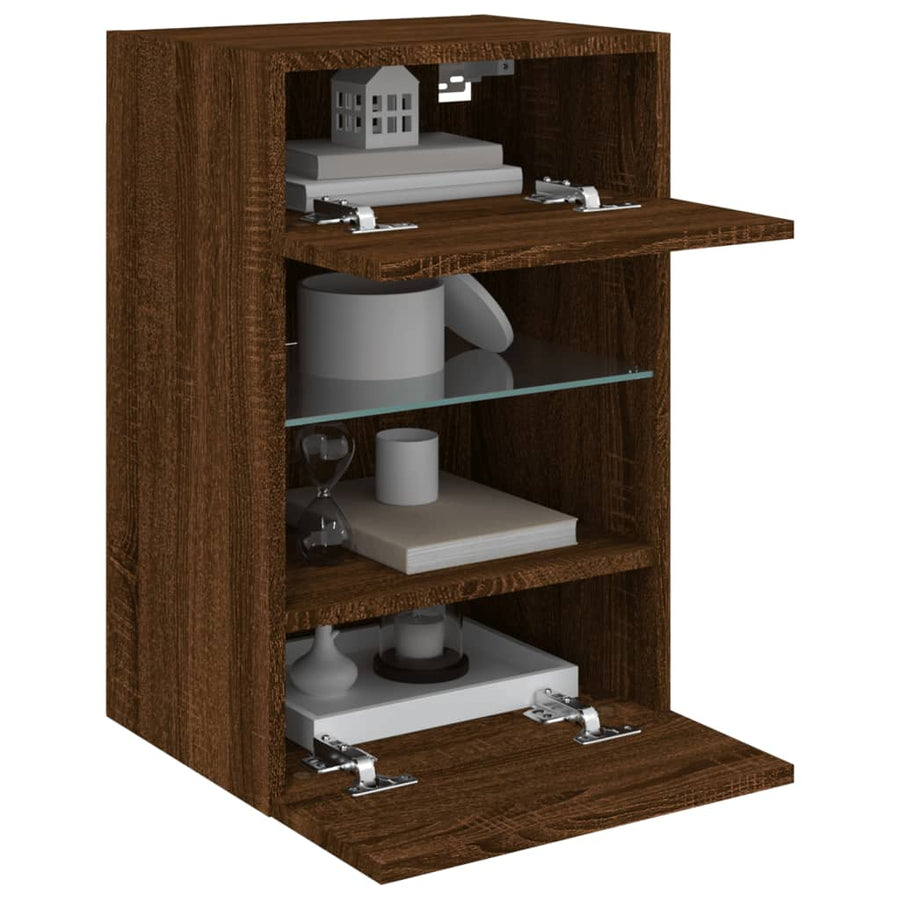 Tv-Wandmeubel Met Led-Verlichting 40X30X60,5 Cm Bruineikenkleur 1 40 x 30 x 60.5 cm bruin eikenkleur