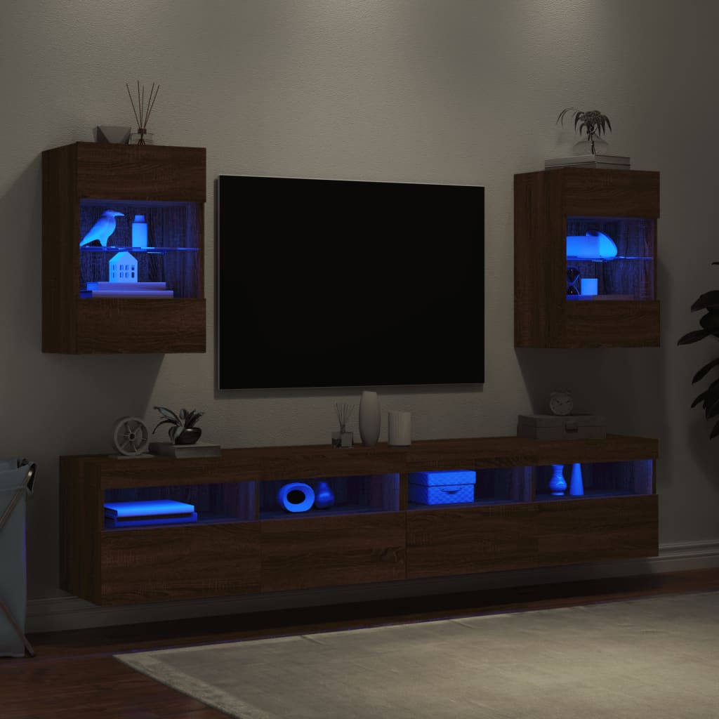 Tv-Wandmeubels Met Led 40X30X60,5 Cm Bruineikenkleurig 2 40 x 30 x 60.5 cm bruin eikenkleur
