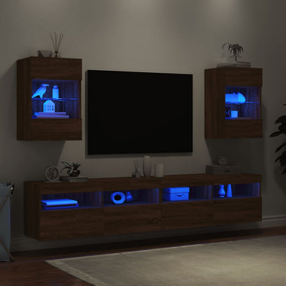 Tv-Wandmeubels Met Led 40X30X60,5 Cm Bruineikenkleurig 2 40 x 30 x 60.5 cm bruin eikenkleur