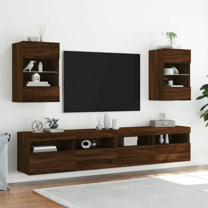 Tv-Wandmeubels Met Led 40X30X60,5 Cm Bruineikenkleurig 2 40 x 30 x 60.5 cm bruin eikenkleur