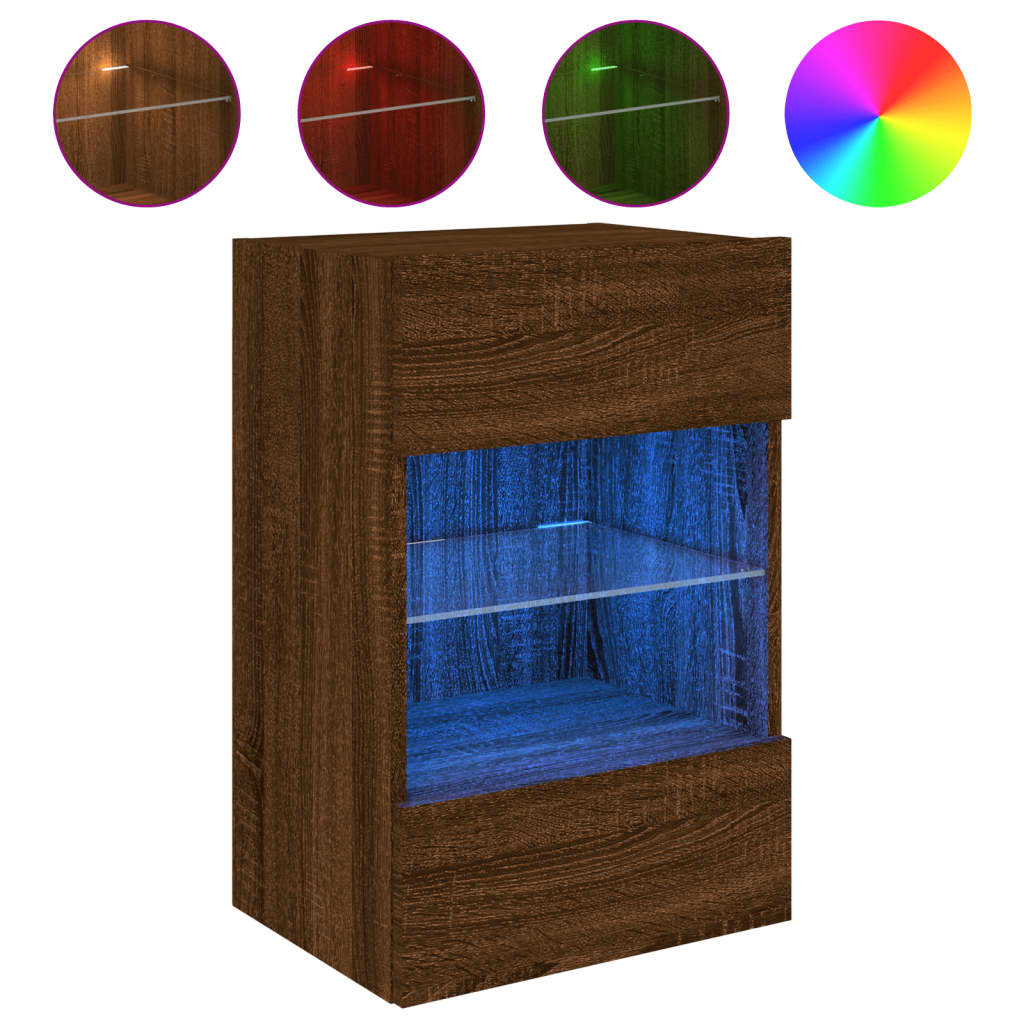 Tv-Wandmeubels Met Led 40X30X60,5 Cm Bruineikenkleurig 2 40 x 30 x 60.5 cm bruin eikenkleur