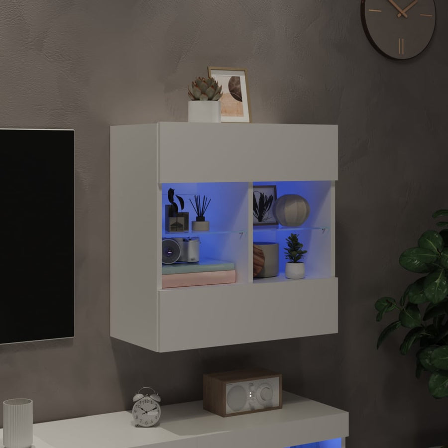 Tv-Meubel Met Led-Verlichting 58,5X30X60,5 Cm 1 58.5 x 30 x 60.5 cm Wit