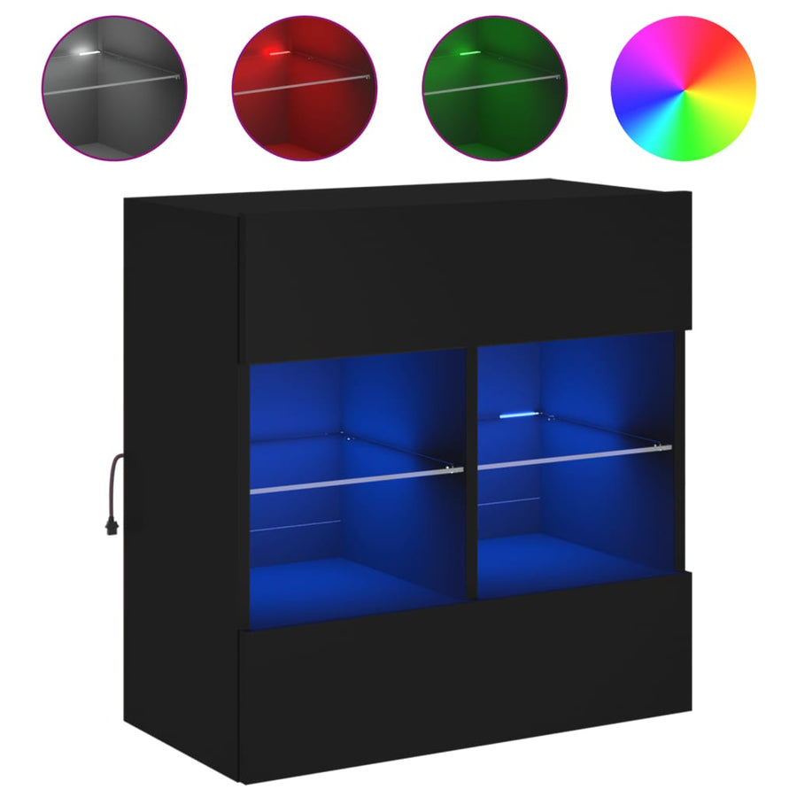 Tv-Wandmeubel Met Led-Verlichting 58,5X30X60,5 Cm 1 58.5 x 30 x 60.5 cm Zwart