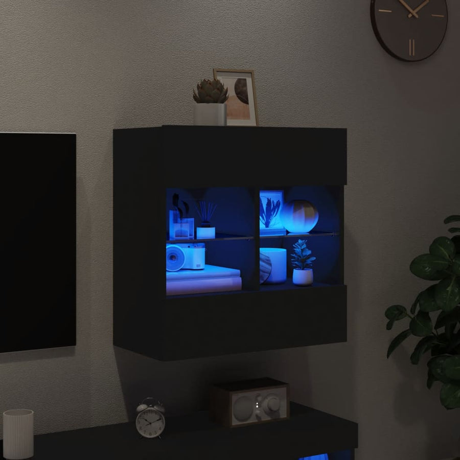 Tv-Wandmeubel Met Led-Verlichting 58,5X30X60,5 Cm 1 58.5 x 30 x 60.5 cm Zwart