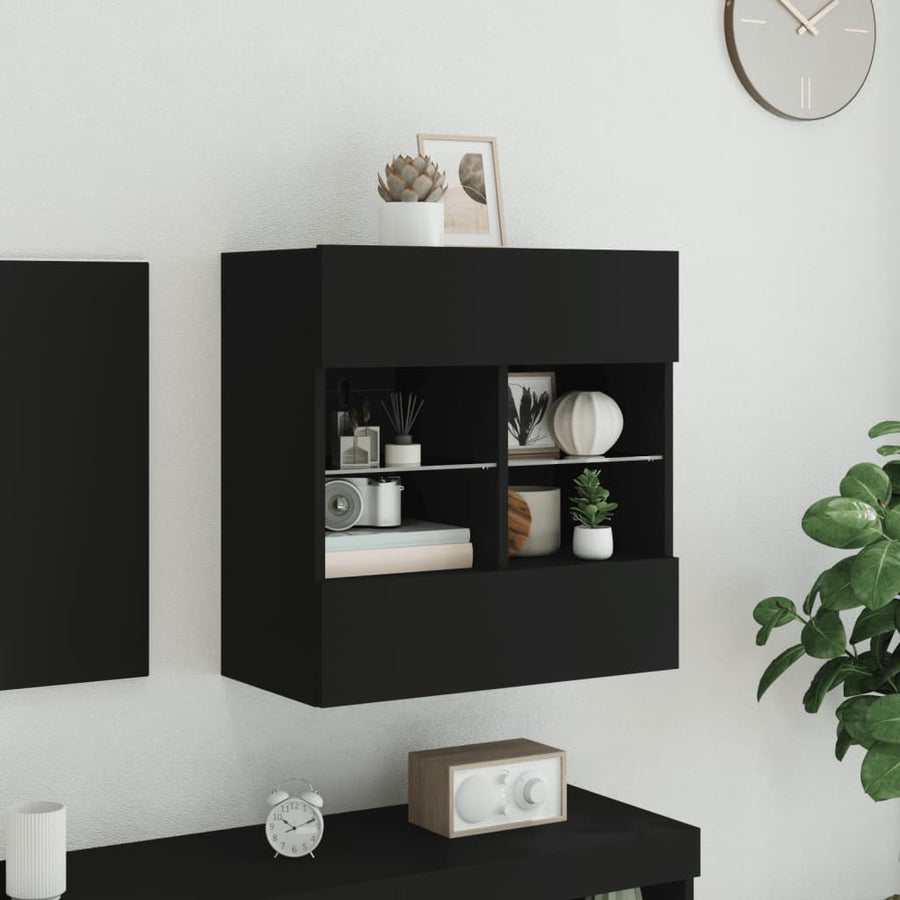 Tv-Wandmeubel Met Led-Verlichting 58,5X30X60,5 Cm 1 58.5 x 30 x 60.5 cm Zwart