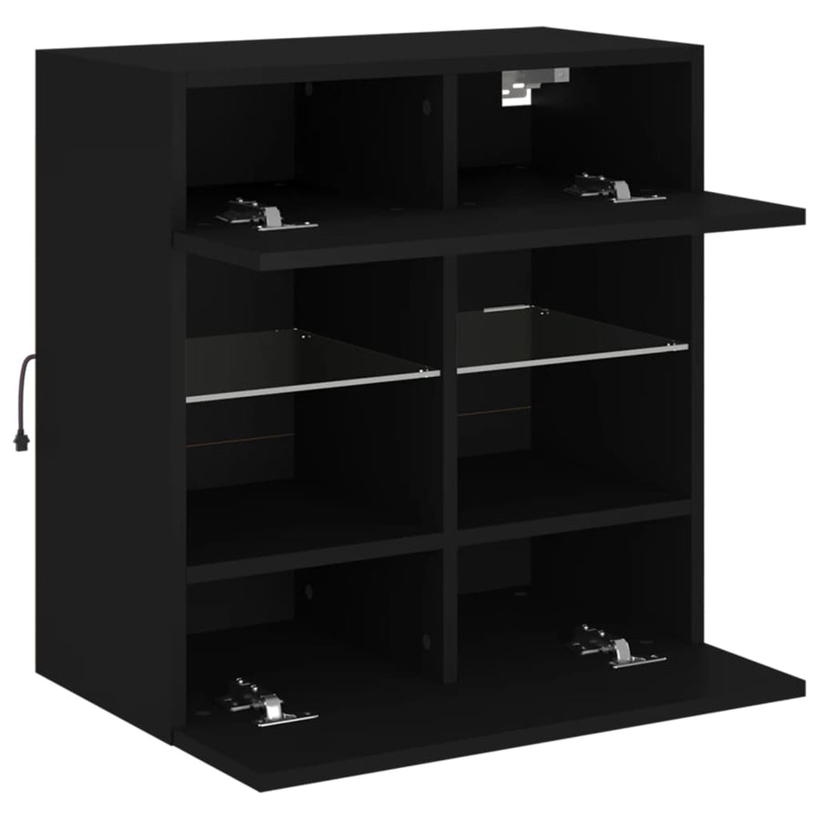 Tv-Wandmeubel Met Led-Verlichting 58,5X30X60,5 Cm 1 58.5 x 30 x 60.5 cm Zwart