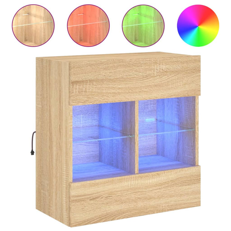 Tv-Wandmeubel Met Led-Verlichting 58,5X30X60,5 Cm 1 58.5 x 30 x 60.5 cm Sonoma eiken