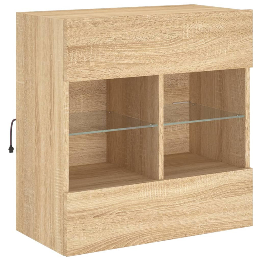 Tv-Wandmeubel Met Led-Verlichting 58,5X30X60,5 Cm 1 58.5 x 30 x 60.5 cm Sonoma eiken