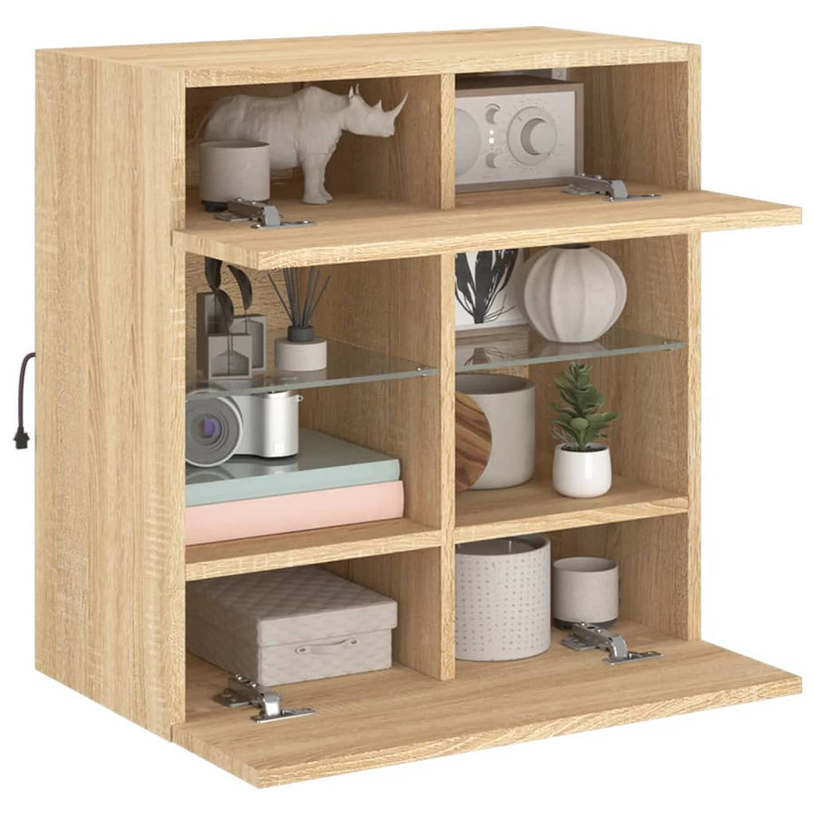 Tv-Wandmeubel Met Led-Verlichting 58,5X30X60,5 Cm 1 58.5 x 30 x 60.5 cm Sonoma eiken