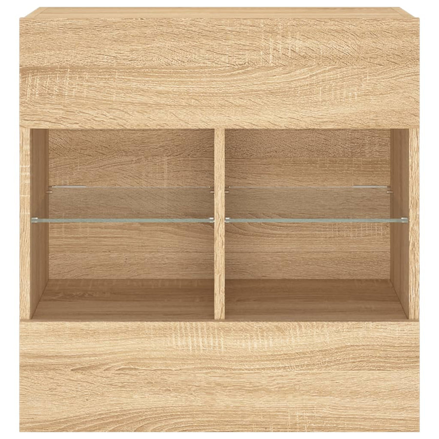 Tv-Wandmeubel Met Led-Verlichting 58,5X30X60,5 Cm 1 58.5 x 30 x 60.5 cm Sonoma eiken
