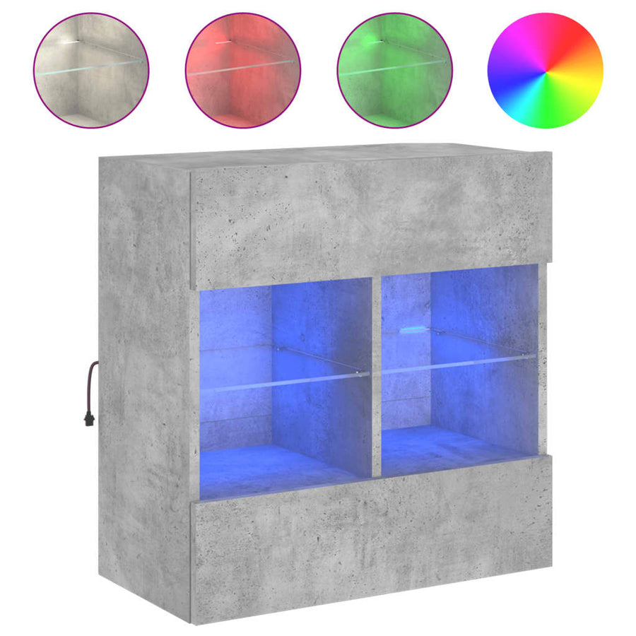 Tv-Wandmeubel Met Led-Verlichting 58,5X30X60,5 Cm 1 58.5 x 30 x 60.5 cm Betongrijs