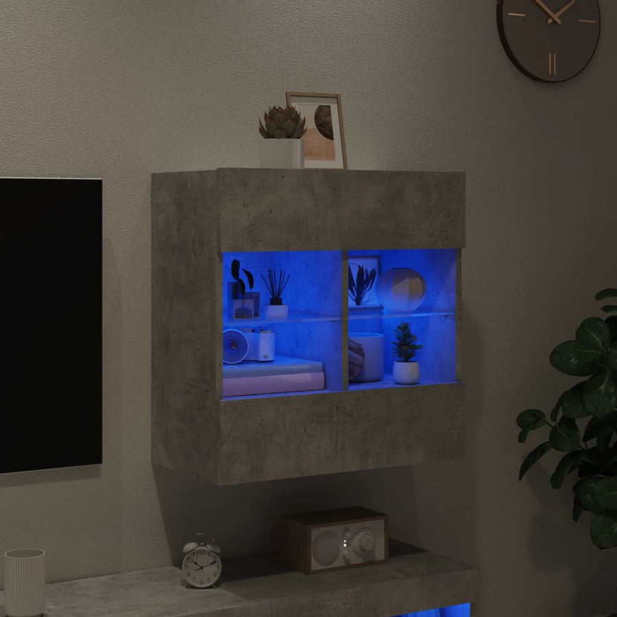 Tv-Wandmeubel Met Led-Verlichting 58,5X30X60,5 Cm 1 58.5 x 30 x 60.5 cm Betongrijs