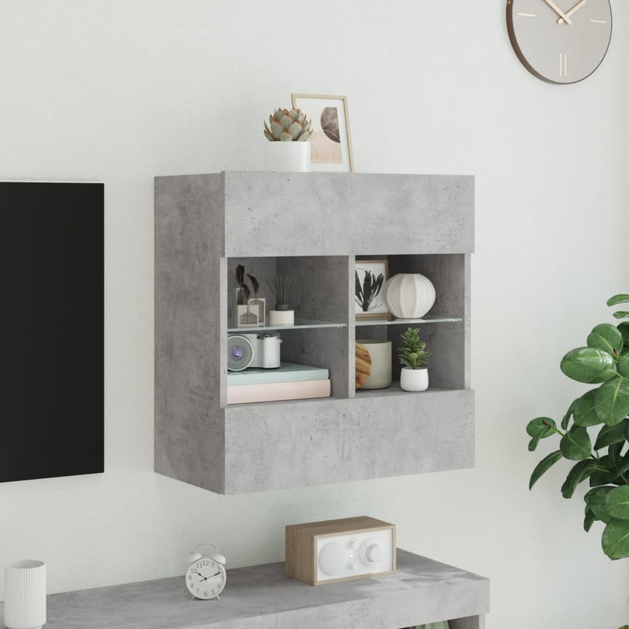 Tv-Wandmeubel Met Led-Verlichting 58,5X30X60,5 Cm 1 58.5 x 30 x 60.5 cm Betongrijs