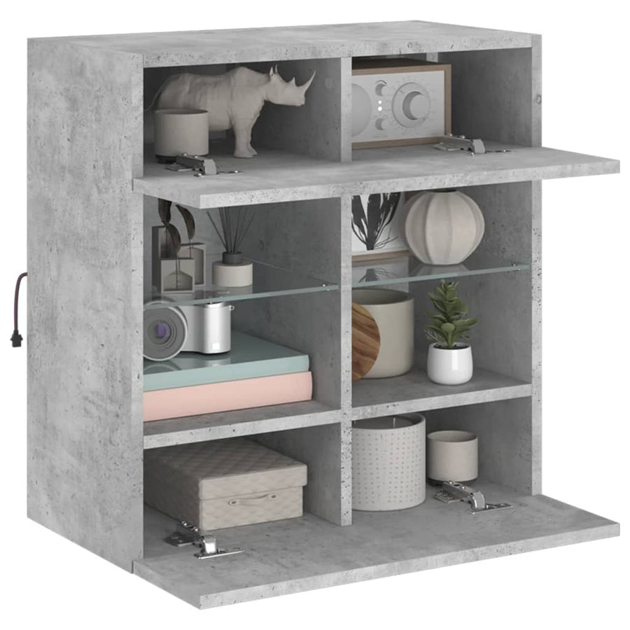 Tv-Wandmeubel Met Led-Verlichting 58,5X30X60,5 Cm 1 58.5 x 30 x 60.5 cm Betongrijs