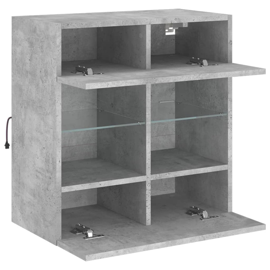 Tv-Wandmeubel Met Led-Verlichting 58,5X30X60,5 Cm 1 58.5 x 30 x 60.5 cm Betongrijs