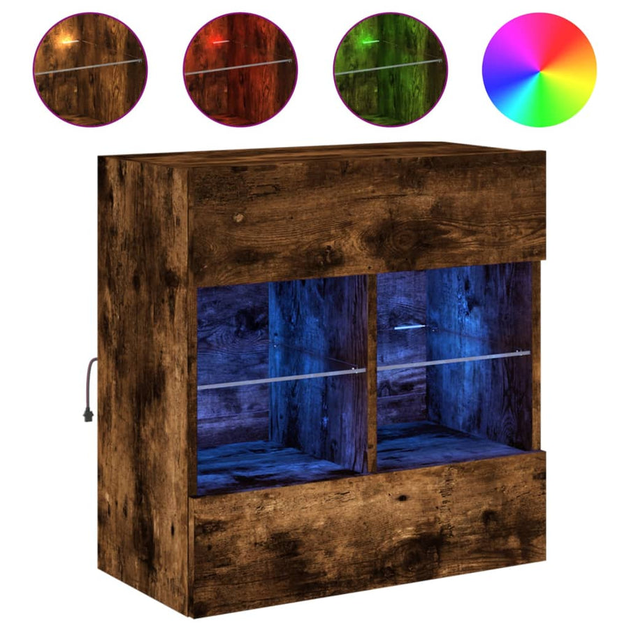 Tv-Wandmeubel Met Led-Verlichting 58,5X30X60,5 Cm 1 58.5 x 30 x 60.5 cm Gerookt eiken