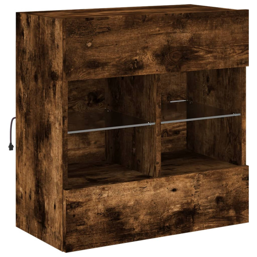 Tv-Wandmeubel Met Led-Verlichting 58,5X30X60,5 Cm 1 58.5 x 30 x 60.5 cm Gerookt eiken