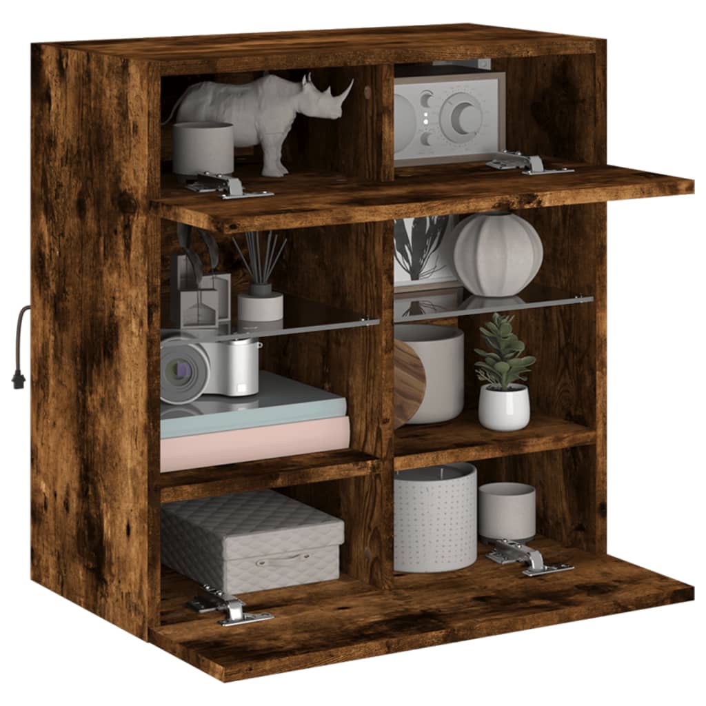 Tv-Wandmeubel Met Led-Verlichting 58,5X30X60,5 Cm 1 58.5 x 30 x 60.5 cm Gerookt eiken