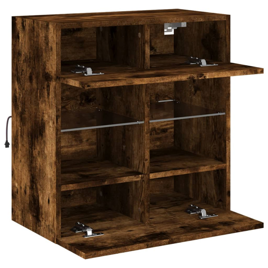Tv-Wandmeubel Met Led-Verlichting 58,5X30X60,5 Cm 1 58.5 x 30 x 60.5 cm Gerookt eiken