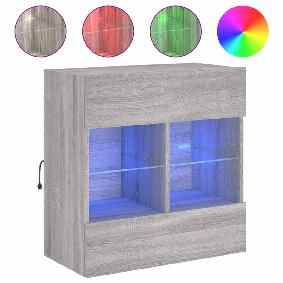 Tv-Wandmeubel Met Led-Verlichting 58,5X30X60,5 Cm 1 58.5 x 30 x 60.5 cm Grijs sonoma