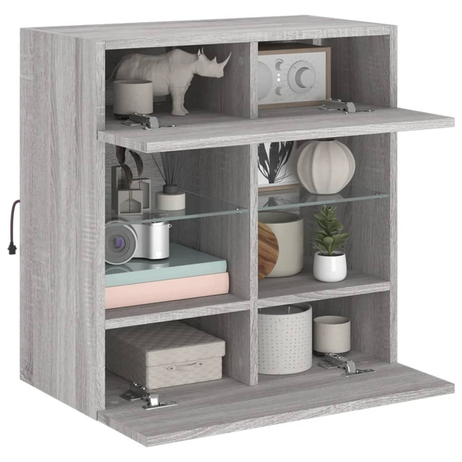 Tv-Wandmeubel Met Led-Verlichting 58,5X30X60,5 Cm 1 58.5 x 30 x 60.5 cm Grijs sonoma