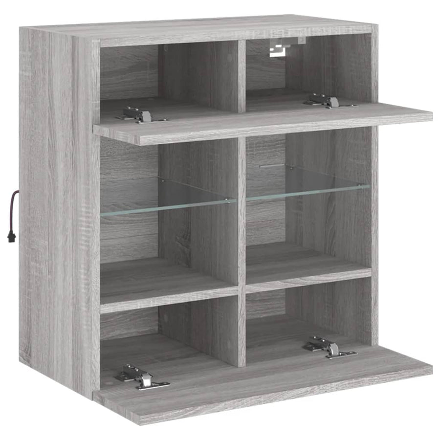 Tv-Wandmeubel Met Led-Verlichting 58,5X30X60,5 Cm 1 58.5 x 30 x 60.5 cm Grijs sonoma