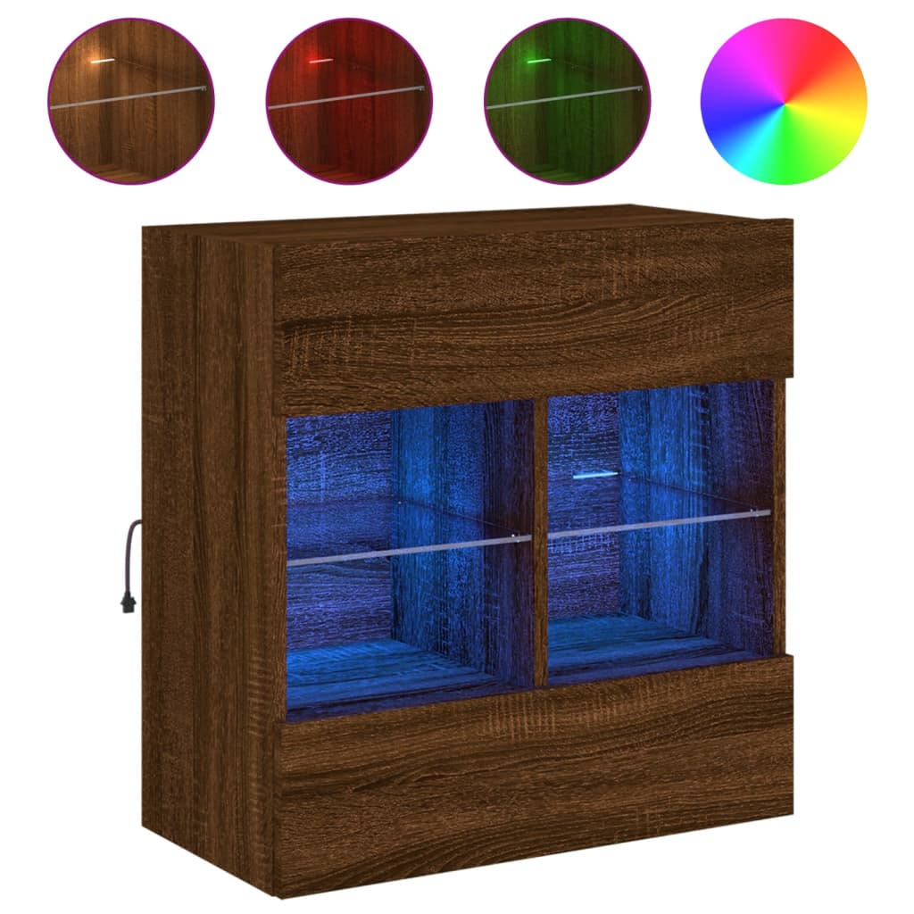 Tv-Wandmeubel Met Led 58,5X30X60,5 Cm Bruineikenkleurig 1 58.5 x 30 x 60.5 cm bruin eikenkleur