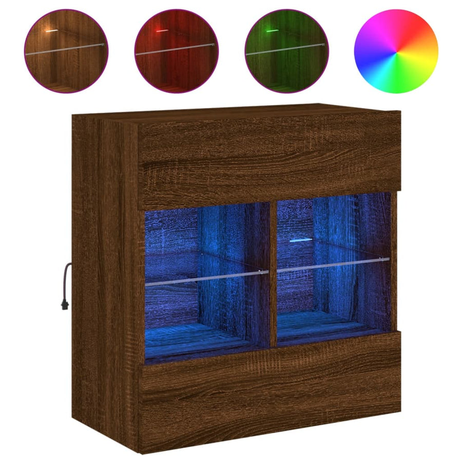 Tv-Wandmeubel Met Led 58,5X30X60,5 Cm Bruineikenkleurig 1 58.5 x 30 x 60.5 cm bruin eikenkleur
