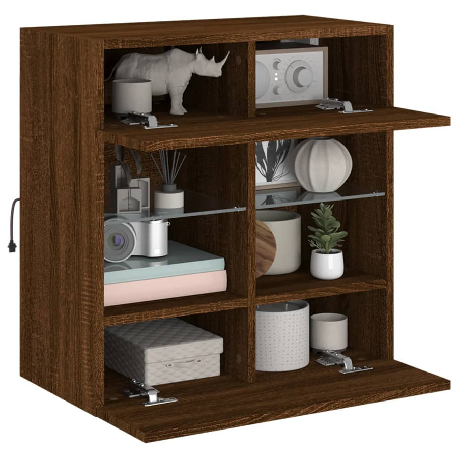 Tv-Wandmeubel Met Led 58,5X30X60,5 Cm Bruineikenkleurig 1 58.5 x 30 x 60.5 cm bruin eikenkleur