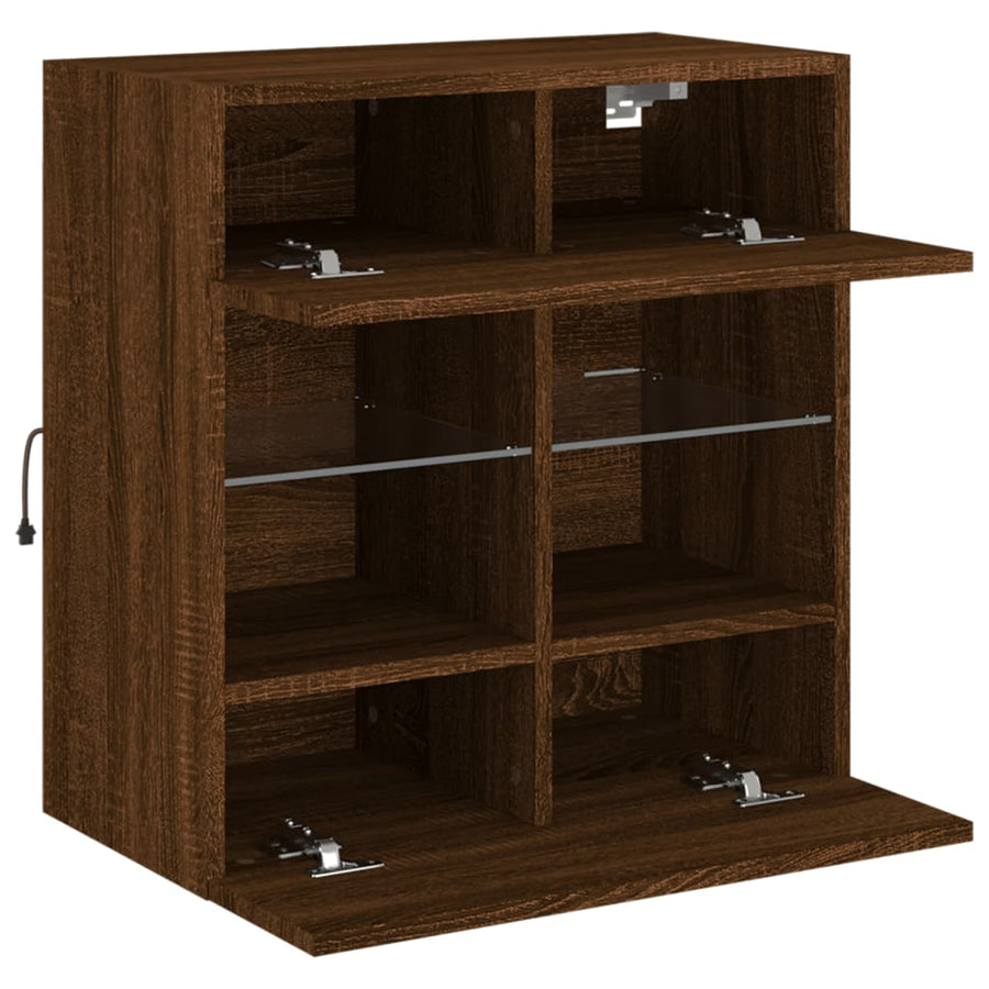 Tv-Wandmeubel Met Led 58,5X30X60,5 Cm Bruineikenkleurig 1 58.5 x 30 x 60.5 cm bruin eikenkleur