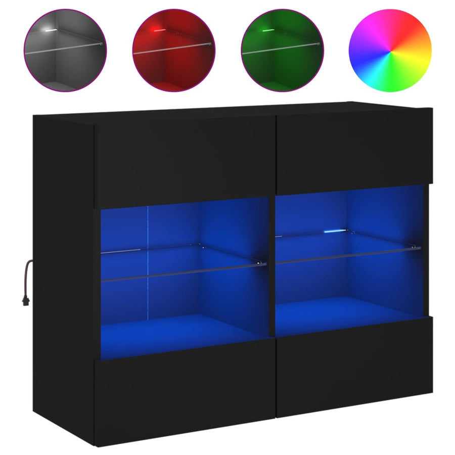 Tv-Wandmeubel Met Led-Verlichting 78,5X30X60,5 Cm 1 78.5 x 30 x 60.5 cm Zwart