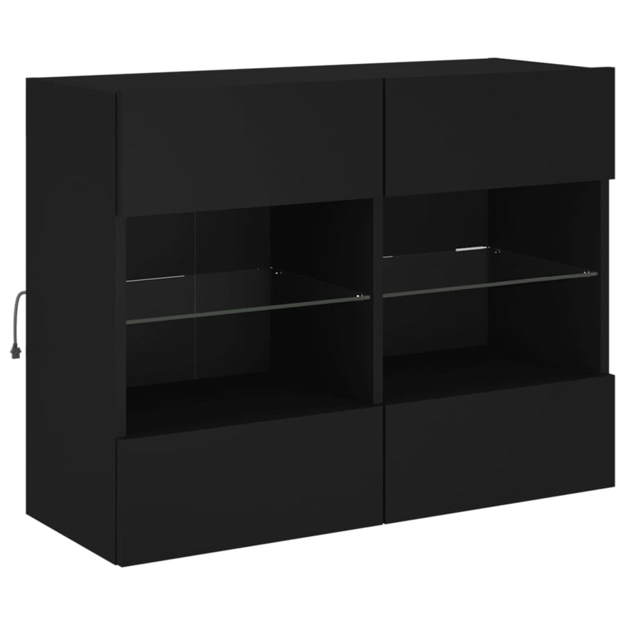 Tv-Wandmeubel Met Led-Verlichting 78,5X30X60,5 Cm 1 78.5 x 30 x 60.5 cm Zwart