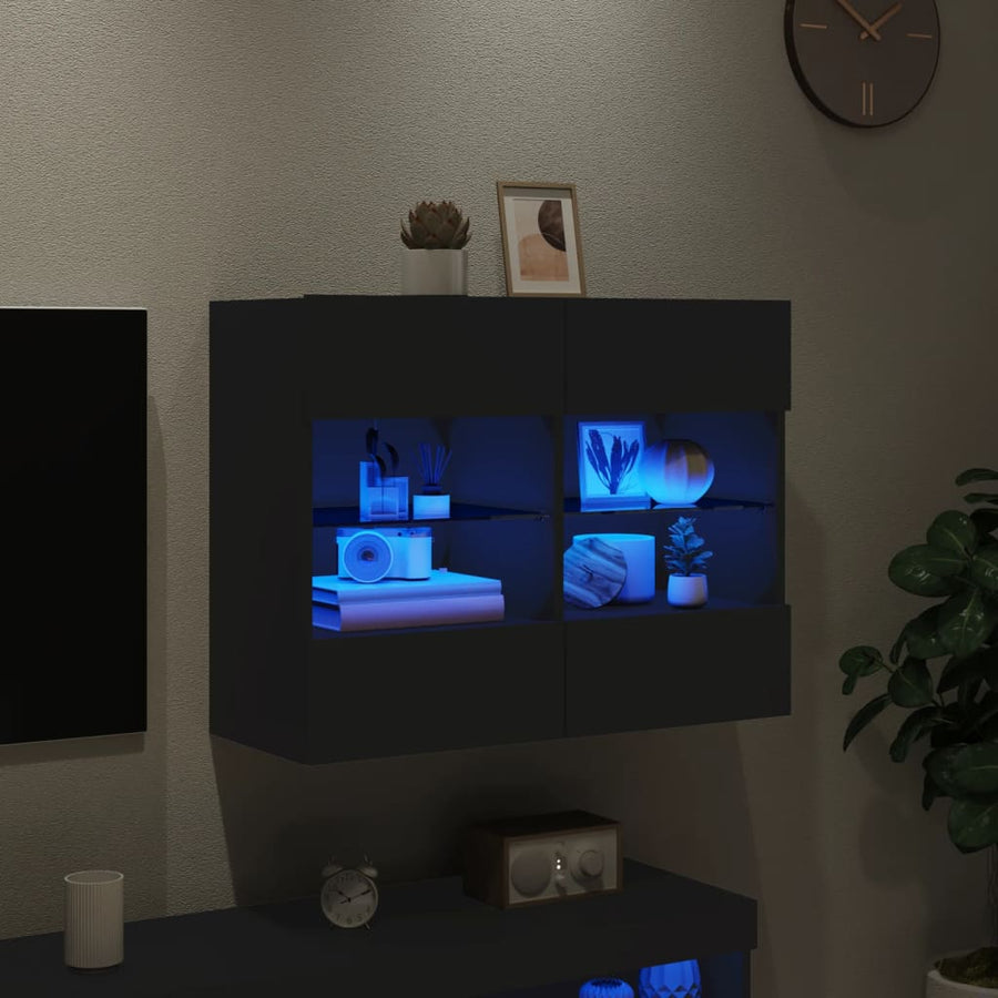 Tv-Wandmeubel Met Led-Verlichting 78,5X30X60,5 Cm 1 78.5 x 30 x 60.5 cm Zwart