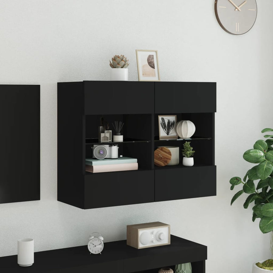 Tv-Wandmeubel Met Led-Verlichting 78,5X30X60,5 Cm 1 78.5 x 30 x 60.5 cm Zwart
