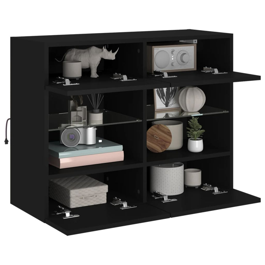 Tv-Wandmeubel Met Led-Verlichting 78,5X30X60,5 Cm 1 78.5 x 30 x 60.5 cm Zwart