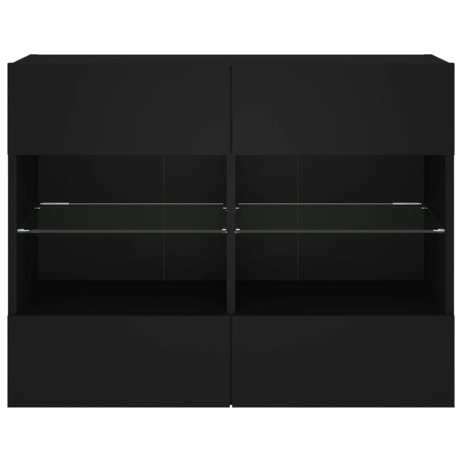 Tv-Wandmeubel Met Led-Verlichting 78,5X30X60,5 Cm 1 78.5 x 30 x 60.5 cm Zwart