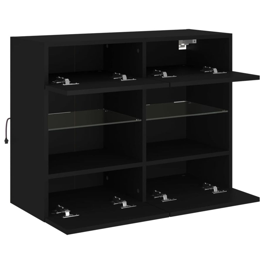 Tv-Wandmeubel Met Led-Verlichting 78,5X30X60,5 Cm 1 78.5 x 30 x 60.5 cm Zwart
