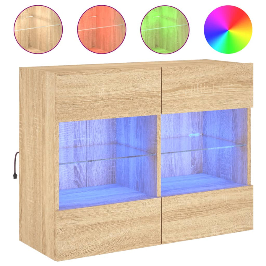 Tv-Wandmeubel Met Led-Verlichting 78,5X30X60,5 Cm 1 78.5 x 30 x 60.5 cm Sonoma eiken
