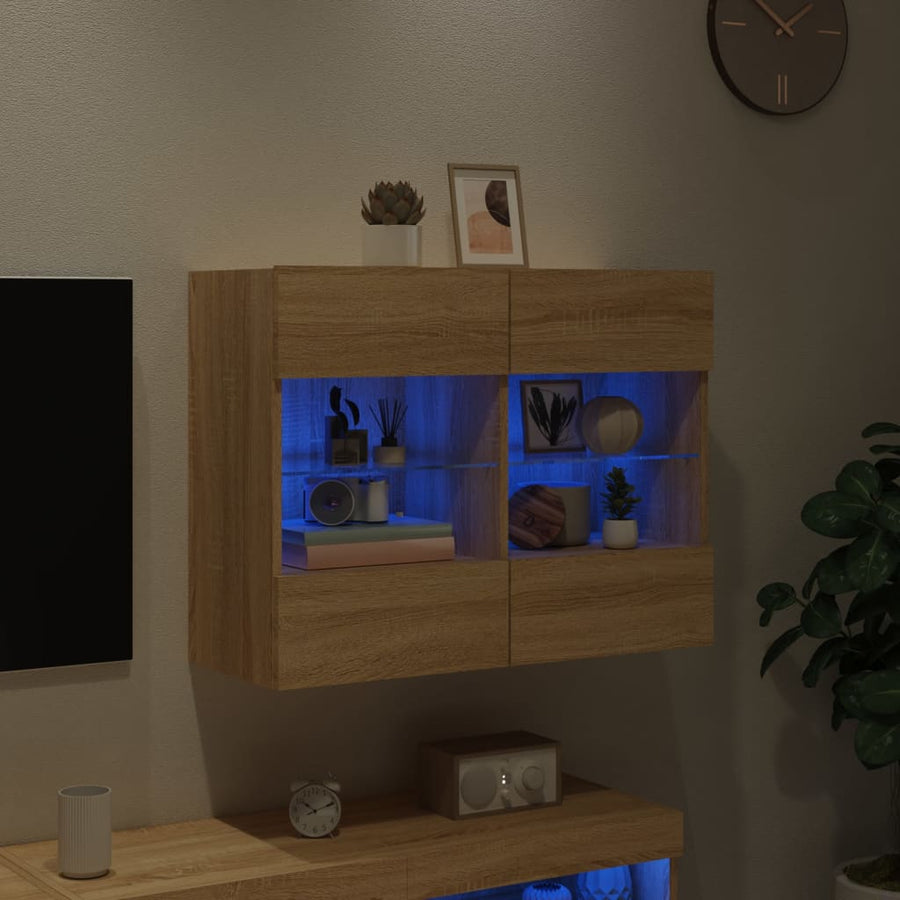 Tv-Wandmeubel Met Led-Verlichting 78,5X30X60,5 Cm 1 78.5 x 30 x 60.5 cm Sonoma eiken