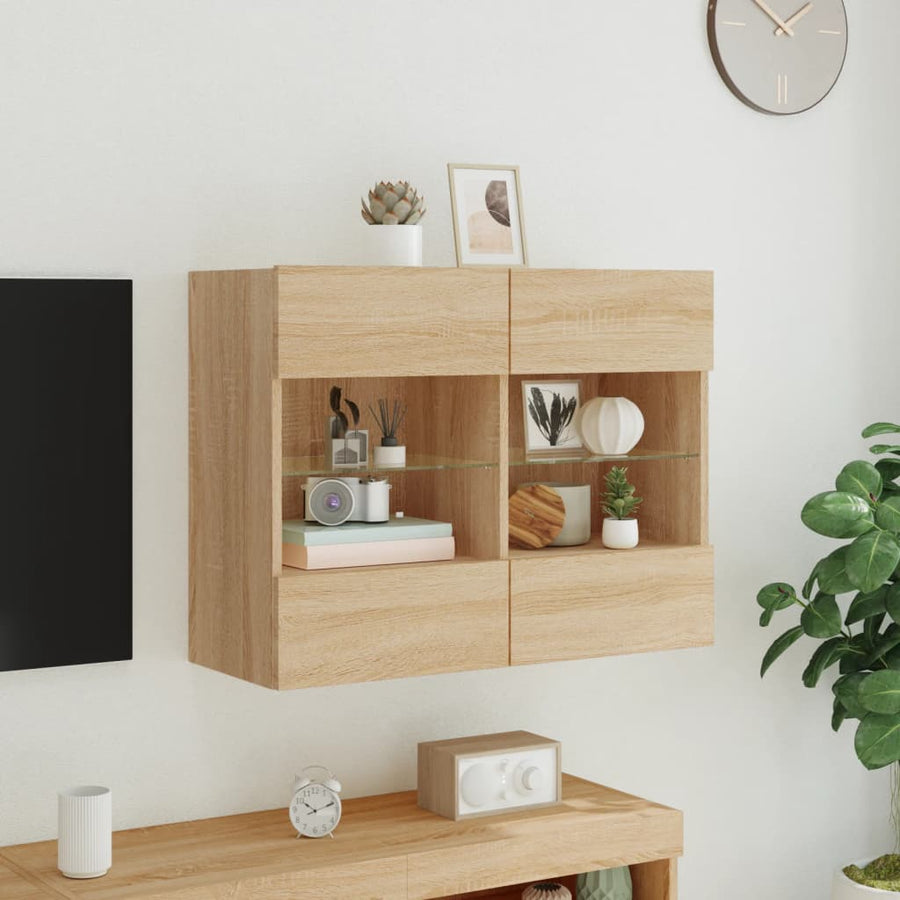 Tv-Wandmeubel Met Led-Verlichting 78,5X30X60,5 Cm 1 78.5 x 30 x 60.5 cm Sonoma eiken