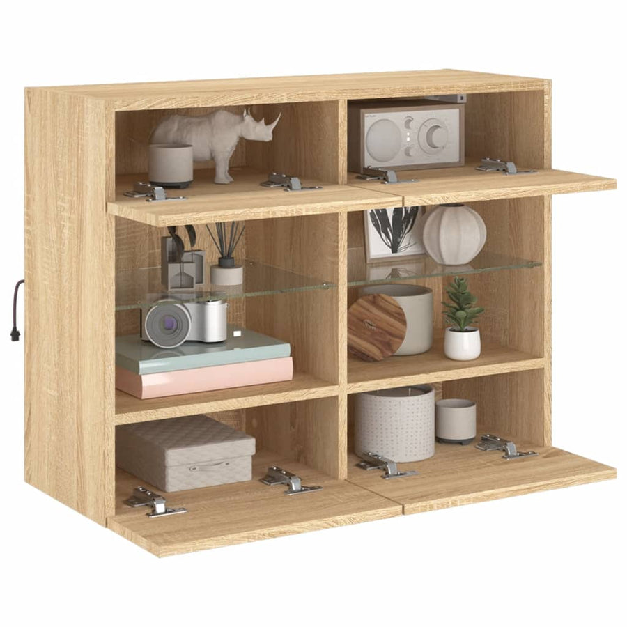 Tv-Wandmeubel Met Led-Verlichting 78,5X30X60,5 Cm 1 78.5 x 30 x 60.5 cm Sonoma eiken