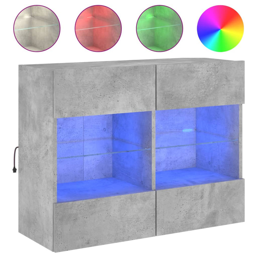 Tv-Wandmeubel Met Led-Verlichting 78,5X30X60,5 Cm 1 78.5 x 30 x 60.5 cm Betongrijs