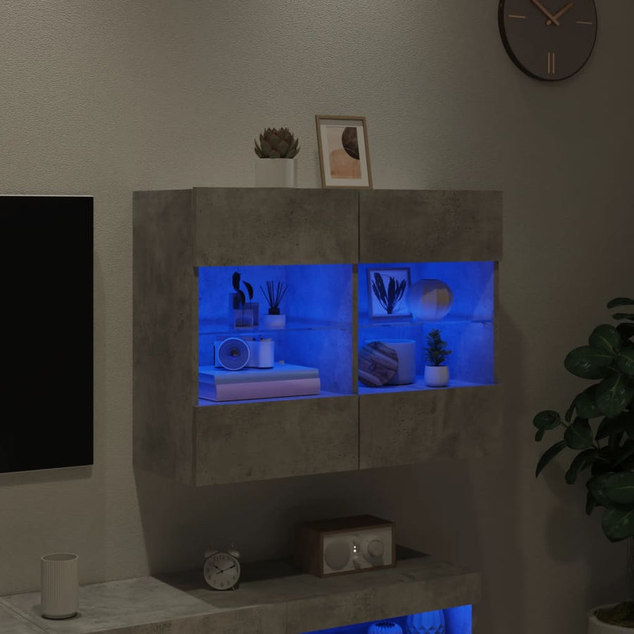 Tv-Wandmeubel Met Led-Verlichting 78,5X30X60,5 Cm 1 78.5 x 30 x 60.5 cm Betongrijs