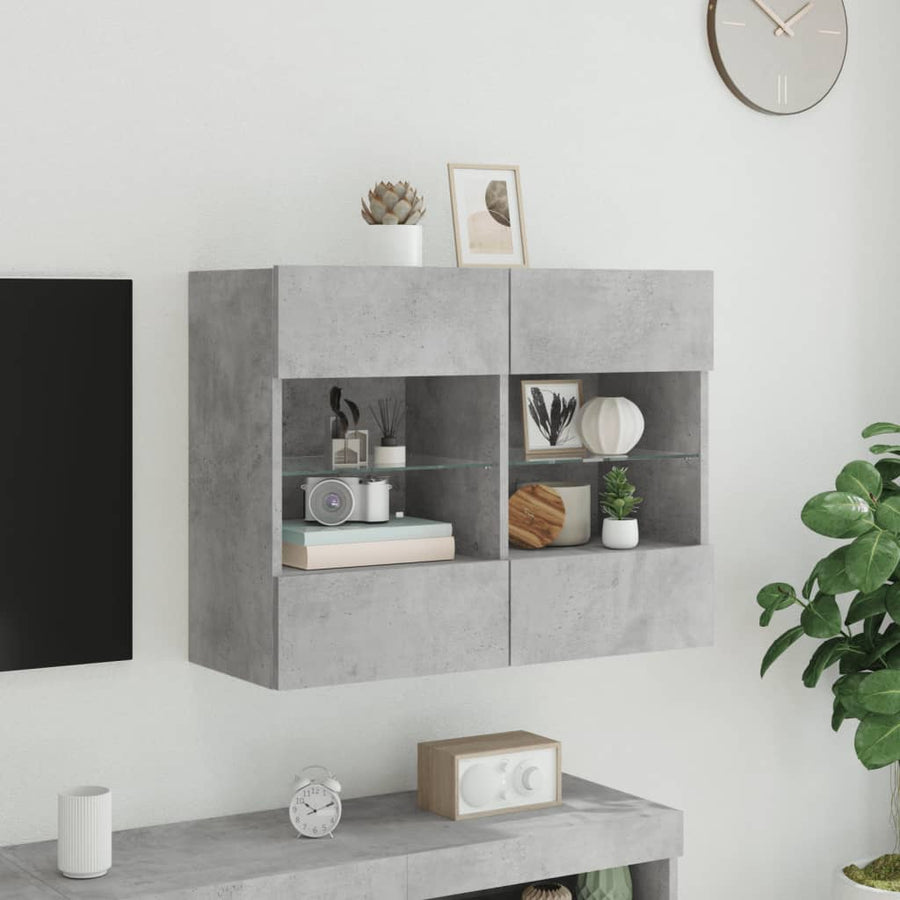Tv-Wandmeubel Met Led-Verlichting 78,5X30X60,5 Cm 1 78.5 x 30 x 60.5 cm Betongrijs