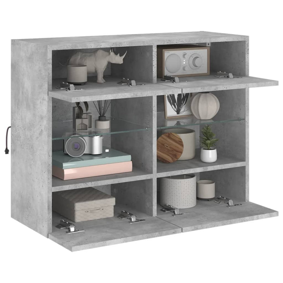 Tv-Wandmeubel Met Led-Verlichting 78,5X30X60,5 Cm 1 78.5 x 30 x 60.5 cm Betongrijs