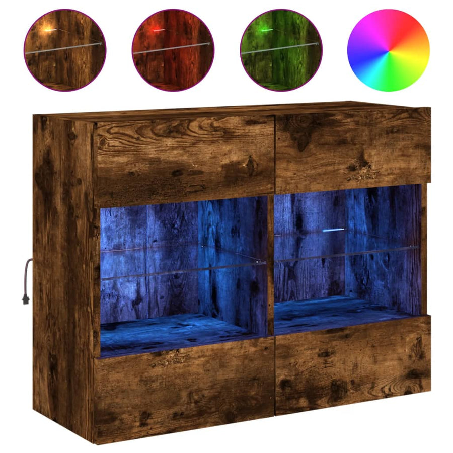Tv-Wandmeubel Met Led-Verlichting 78,5X30X60,5 Cm 1 78.5 x 30 x 60.5 cm Gerookt eiken