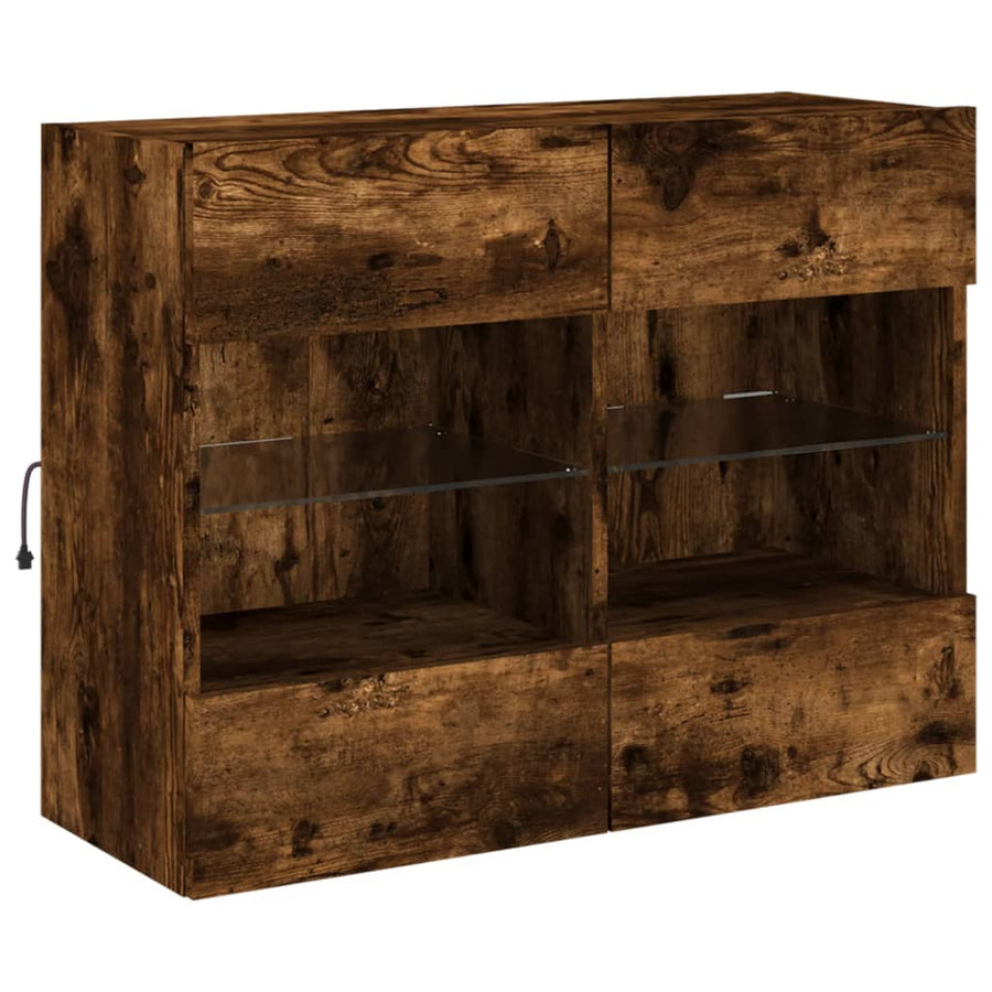 Tv-Wandmeubel Met Led-Verlichting 78,5X30X60,5 Cm 1 78.5 x 30 x 60.5 cm Gerookt eiken