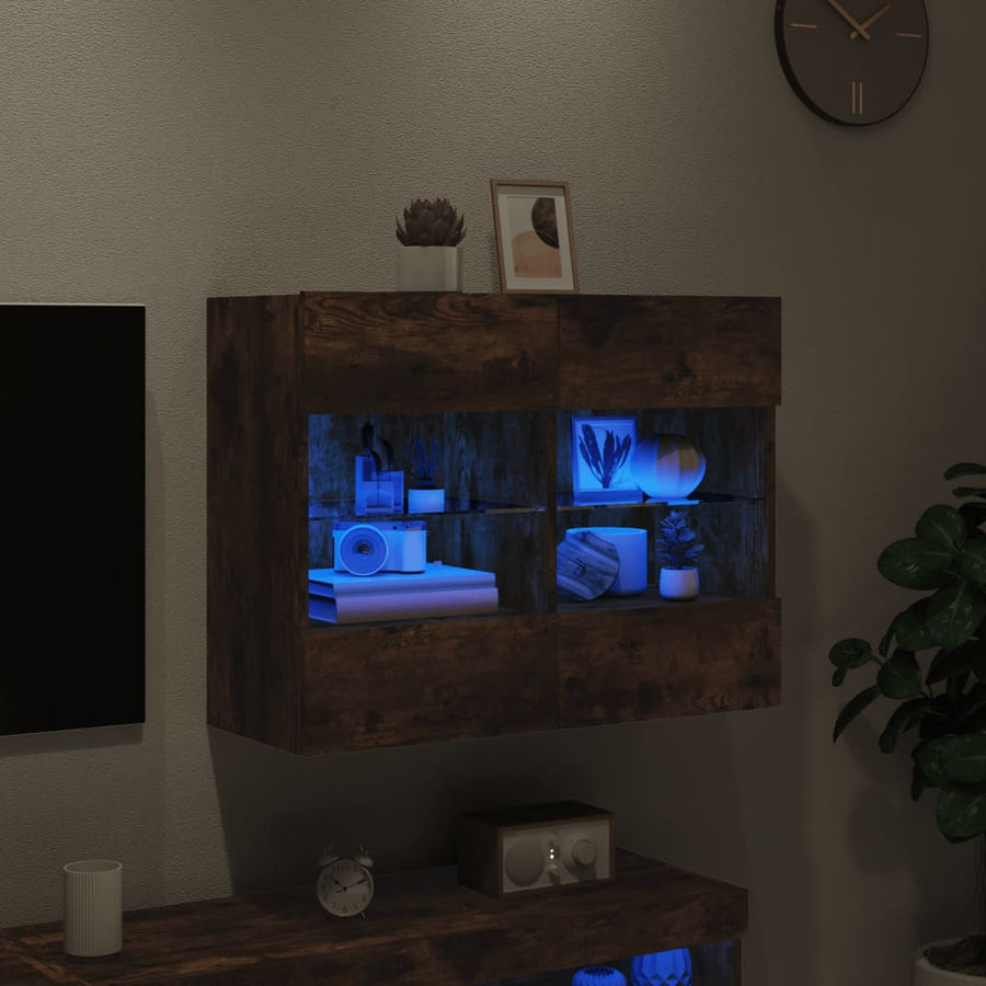 Tv-Wandmeubel Met Led-Verlichting 78,5X30X60,5 Cm 1 78.5 x 30 x 60.5 cm Gerookt eiken
