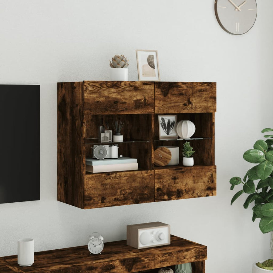 Tv-Wandmeubel Met Led-Verlichting 78,5X30X60,5 Cm 1 78.5 x 30 x 60.5 cm Gerookt eiken