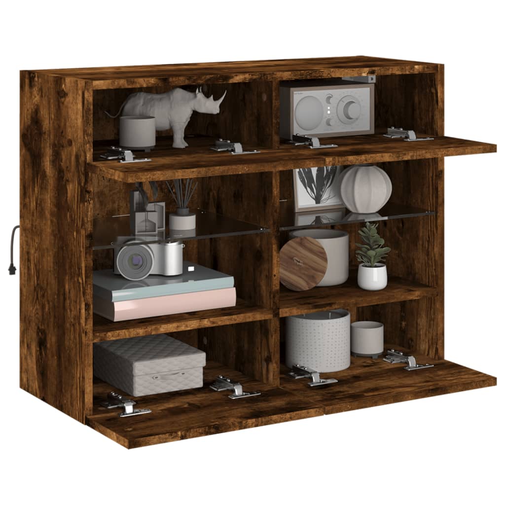 Tv-Wandmeubel Met Led-Verlichting 78,5X30X60,5 Cm 1 78.5 x 30 x 60.5 cm Gerookt eiken